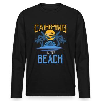 Camping à la plage Vacances à la plage - T-shirt manches longues Premium bio Homme - noir - Devant - Nico (187cm)