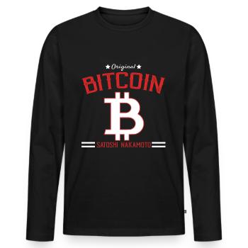 BTC Crypto Bitcoin Coin Holder Sort Satoshi - T-shirt manches longues Premium bio Homme - noir - Devant - Nico (187cm)