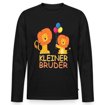 Kleiner Bruder - Löwenkopf Löwen Brüder - Männer Premium Bio Langarmshirt - Schwarz - Vorne - Nico (187cm)