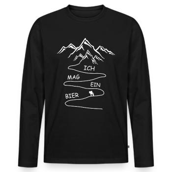 Berg Wandern Alpen Trekking Bier Spruch - Männer Premium Bio Langarmshirt - Schwarz - Vorne - Nico (187cm)