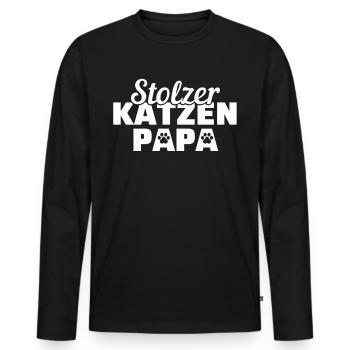 Stolzer Katzen Papa Katze Geschenk - Männer Premium Bio Langarmshirt - Schwarz - Vorne - Nico (187cm)