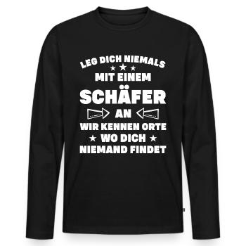 Schäfer Schaf Hirte Schafbesitzer Geschenkidee - Männer Premium Bio Langarmshirt - Schwarz - Vorne - Nico (187cm)