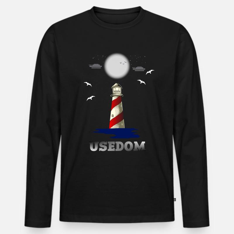 USEDOM - Männer Premium Bio Langarmshirt - Schwarz