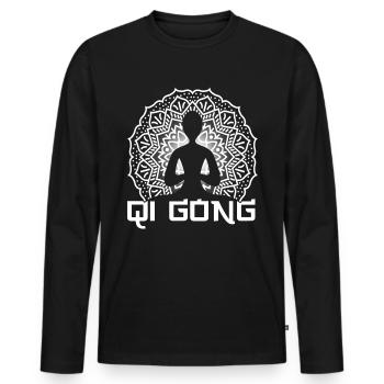 Qi Gong Yoga Meditation Gift - Men's Premium Organic Long Sleeve Shirt - black - Front - Nico (187cm)