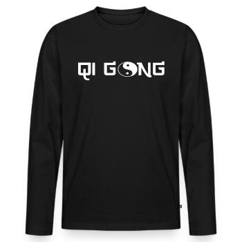 Qi Gong Yoga Meditation Gift - Men's Premium Organic Long Sleeve Shirt - black - Front - Nico (187cm)
