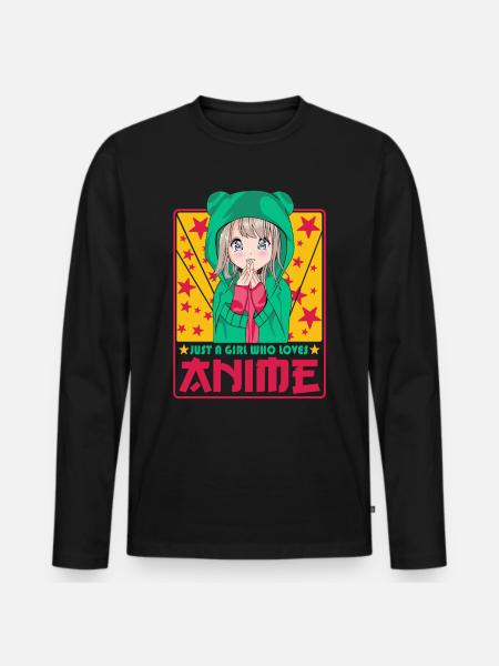 Nuttet anime kvinde -Kawaii Otaku Manga Anime - Premium økologisk langærmet T-shirt til mænd - sort