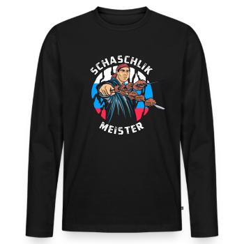 Schaschlik Meister Russe grillen Schaschlikspieß - Männer Premium Bio Langarmshirt - Schwarz - Vorne - Nico (187cm)
