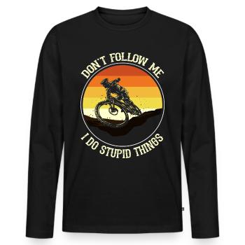 MTB Downhill Vintage Enduro Mountain Bike Freeride - Men's Premium Organic Long Sleeve Shirt - black - Front - Nico (187cm)