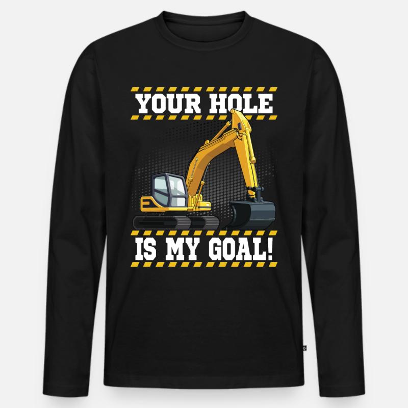Excavator Machine Operator Work Occupation Construction Work Men's Premium Organic Long Sleeve Shirt