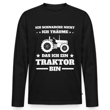 Ich schnarche nicht ich bin ein Traktor - Männer Premium Bio Langarmshirt - Schwarz - Vorne - Nico (187cm)