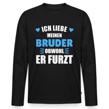 I Love My Brother Best Brother - Men's Premium Organic Long Sleeve Shirt - black - Front - Nico (187cm)