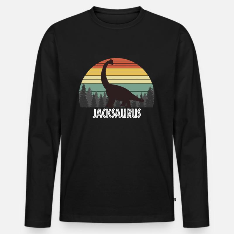 JACKSAURUS JACK SAURUS JACK DINOSAUR - Männer Premium Bio Langarmshirt - Schwarz