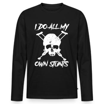 I Do All My Own Stunts Skull with Crutches - Men's Premium Organic Long Sleeve Shirt - black - Front - Nico (187cm)
