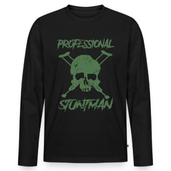 Professional Stuntman Skull with Crutches - Men's Premium Organic Long Sleeve Shirt - black - Front - Nico (187cm)