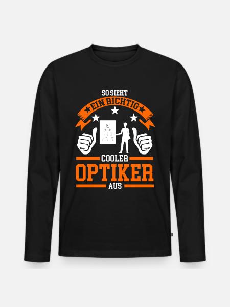Optiker Brille Optik Geschenk - Männer Premium Bio Langarmshirt - Schwarz