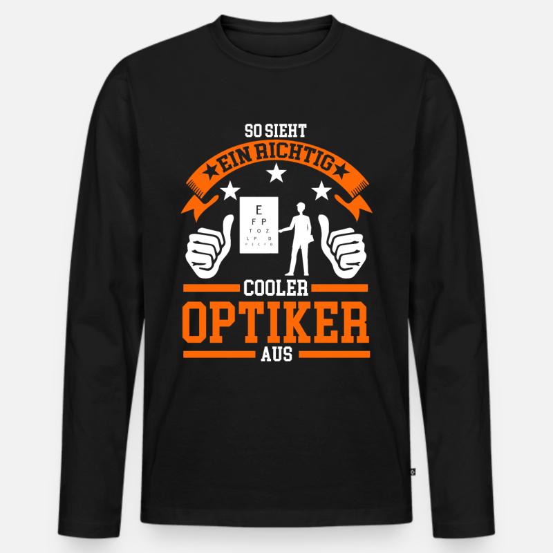 Optiker Brille Optik Geschenk - Männer Premium Bio Langarmshirt - Schwarz