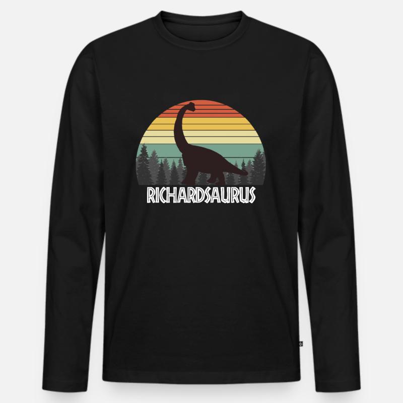 RICHARDSAURUS RICHARD SAURUS RICHARD DINOSAUR - Männer Premium Bio Langarmshirt - Schwarz