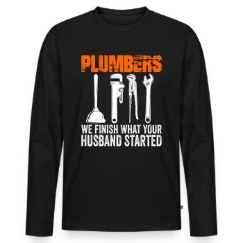 Plombiers plombiers plombiers - T-shirt manches longues Premium bio Homme - noir - Devant - Nico (187cm)