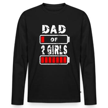 Papa de 2 filles - T-shirt manches longues Premium bio Homme - noir - Devant - Nico (187cm)