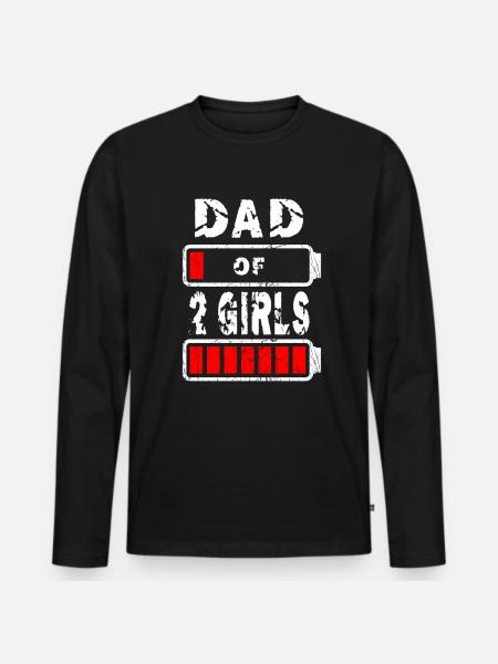 Papa de 2 filles - T-shirt manches longues Premium bio Homme - noir