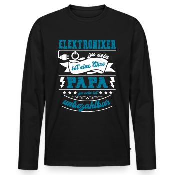 Electonic Dad Gift for Birth - Men's Premium Organic Long Sleeve Shirt - black - Front - Nico (187cm)