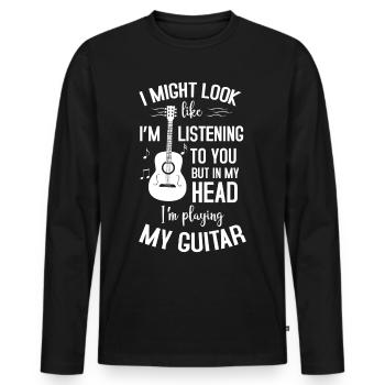 I'm Playing My Guitar Electric Acoustic Guitarist - Männer Premium Bio Langarmshirt - Schwarz - Vorne - Nico (187cm)