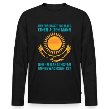 Kasachstan Kasache Kazakhstan Adler Aussiedler - Männer Premium Bio Langarmshirt - Schwarz - Vorne - Nico (187cm)