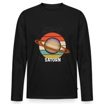 planète saturne - T-shirt manches longues Premium bio Homme - noir - Devant - Nico (187cm)