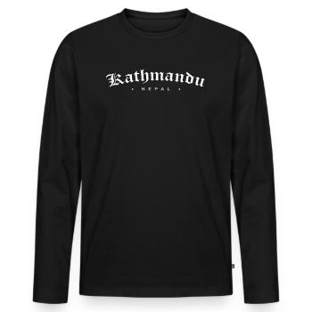 Népal, Katmandou - T-shirt manches longues Premium bio Homme - noir - Devant - Nico (187cm)
