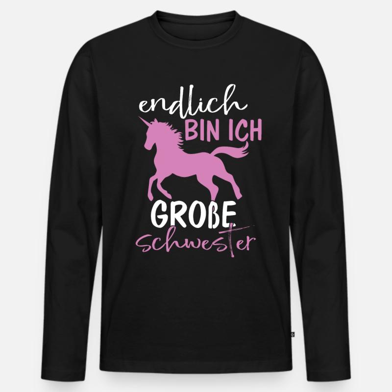 Endlich bin ich große Schwester - Männer Premium Bio Langarmshirt - Schwarz