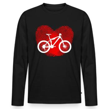 TRAIL BIKE - Männer Premium Bio Langarmshirt - Schwarz - Vorne - Nico (187cm)