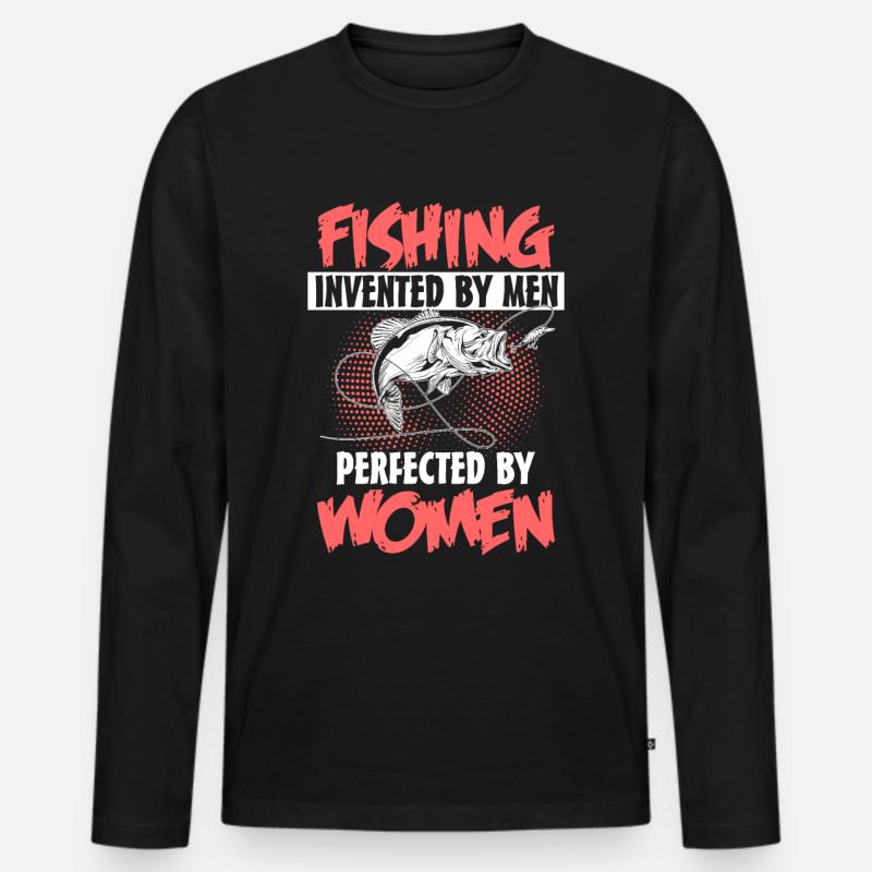 Fliegenfischen Mädchen - Männer Premium Bio Langarmshirt - Schwarz