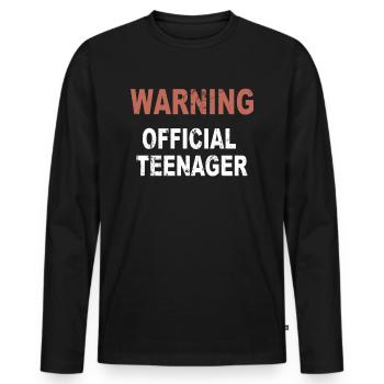 Warning Official Teenager - Men's Premium Organic Long Sleeve Shirt - black - Front - Nico (187cm)
