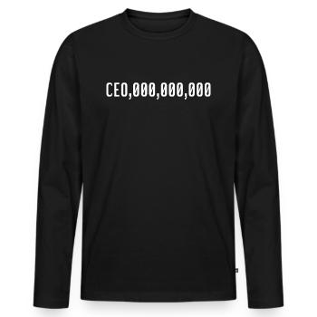 CEO - CEO,000,000,000 - Männer Premium Bio Langarmshirt - Schwarz - Vorne - Nico (187cm)