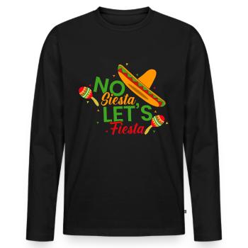 No Siesta Let’s Fiesta Cinco De Mayo Sombrero Mexi - T-shirt manches longues Premium bio Homme - noir - Devant - Nico (187cm)