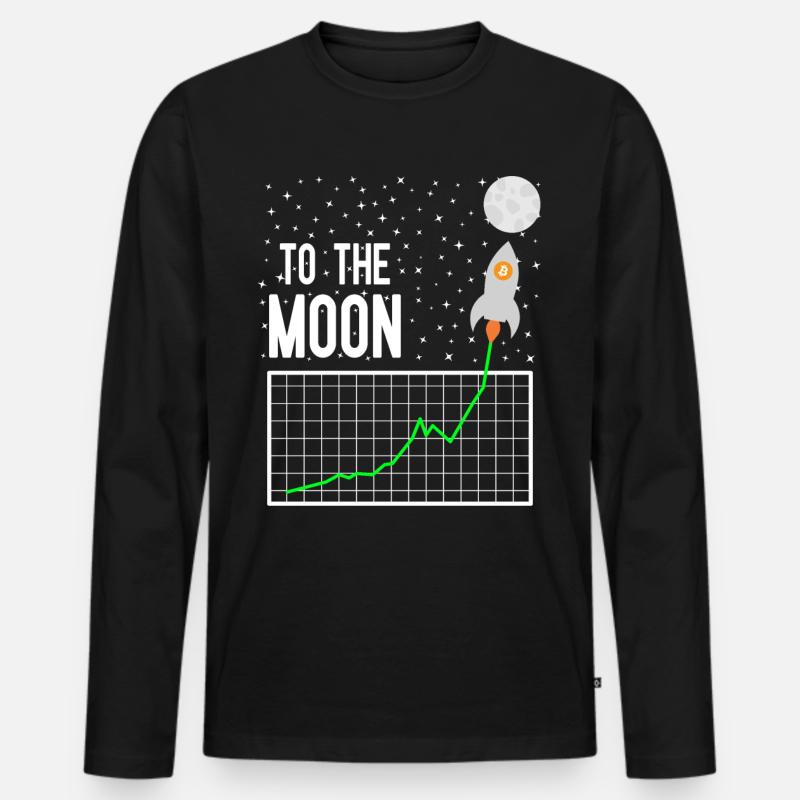 Bitcoin to the moon - Männer Premium Bio Langarmshirt - Schwarz