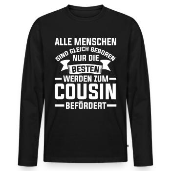 Bester Cousin - Männer Premium Bio Langarmshirt - Schwarz - Vorne - Nico (187cm)