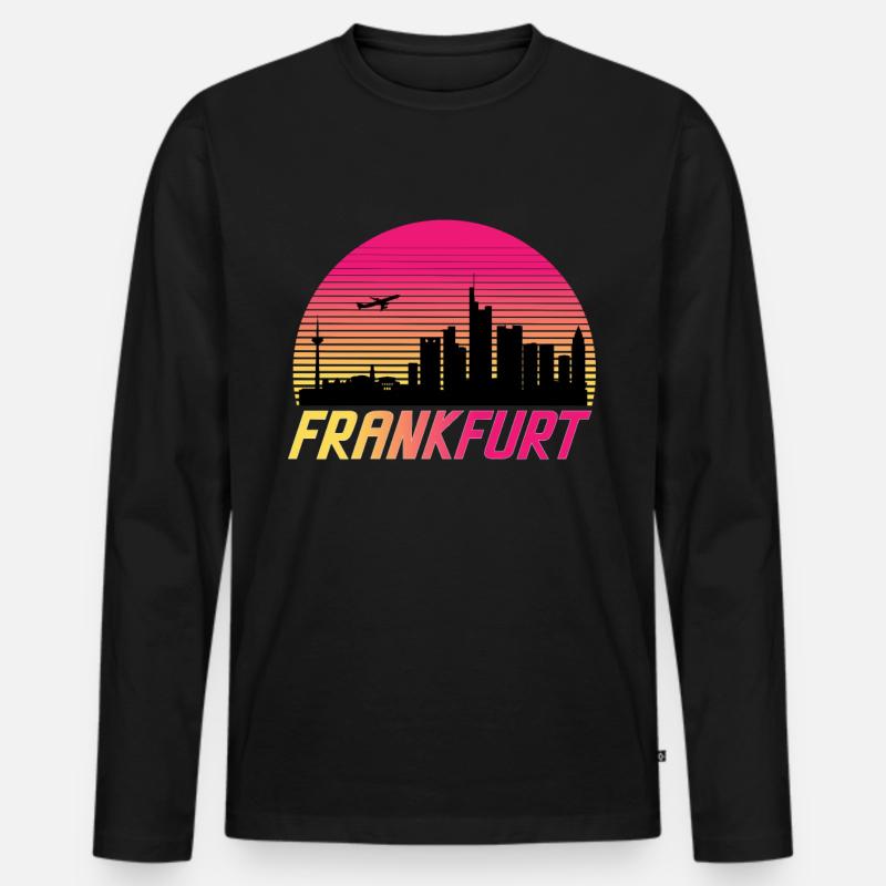 Frankfurt - Männer Premium Bio Langarmshirt - Schwarz