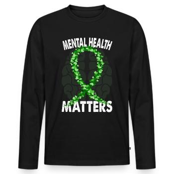 Mental Health Matters Santé mentale Psyché - T-shirt manches longues Premium bio Homme - noir - Devant - Nico (187cm)