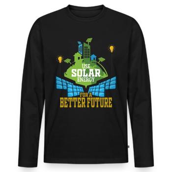 Énergie solaire Énergie renouvelable - T-shirt manches longues Premium bio Homme - noir - Devant - Nico (187cm)