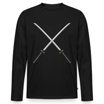 Japanischer Samurai Schwerter Katana Geschenk - Männer Premium Bio Langarmshirt - Schwarz - Vorne - Nico (187cm)