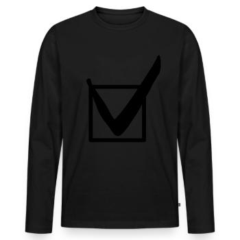 Symbol check mark gift idea - Men's Premium Organic Long Sleeve Shirt - black - Front - Nico (187cm)