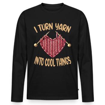 Crochet handmade knitting hobby wool gift - Men's Premium Organic Long Sleeve Shirt - black - Front - Nico (187cm)