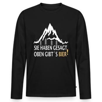 Outdoor Trekking Berg Wandern Bier Spruch - Männer Premium Bio Langarmshirt - Schwarz - Vorne - Nico (187cm)