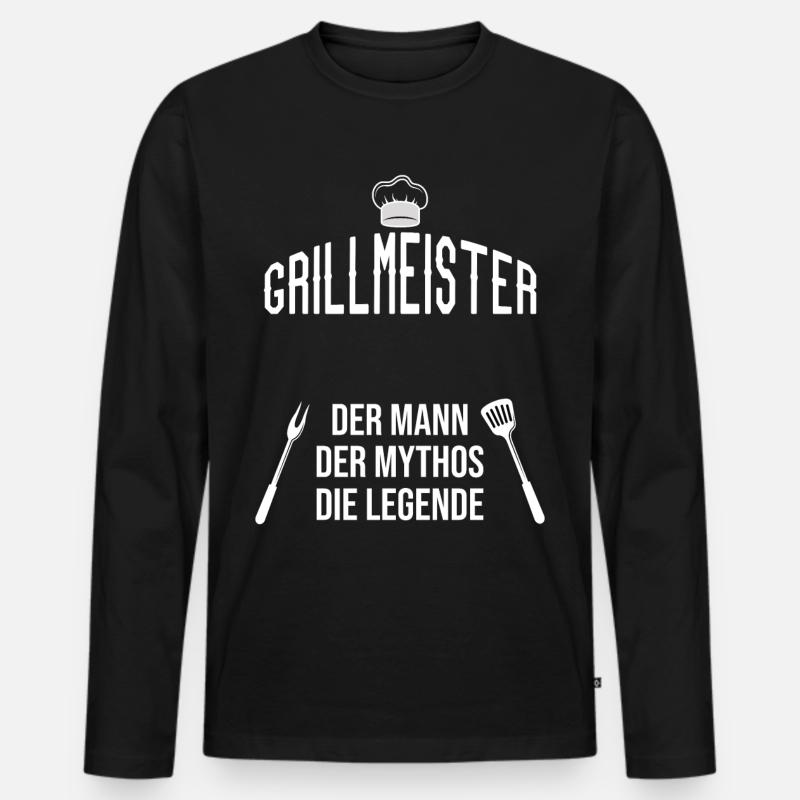 Grillmeister Bbq Grillen Geschenkidee - Männer Premium Bio Langarmshirt - Schwarz