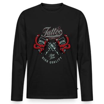 Tattoo Tattoo Maschine Tattoofarbe Tattoo Motiv - Männer Premium Bio Langarmshirt - Schwarz - Vorne - Nico (187cm)