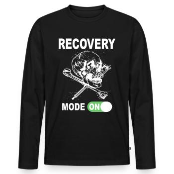 Recovery Mode On - Skull with crutches - Men's Premium Organic Long Sleeve Shirt - black - Front - Nico (187cm)