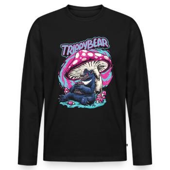 Magic Mushrooms Psychedelisch Funny Trippybear - Männer Premium Bio Langarmshirt - Schwarz - Vorne - Nico (187cm)