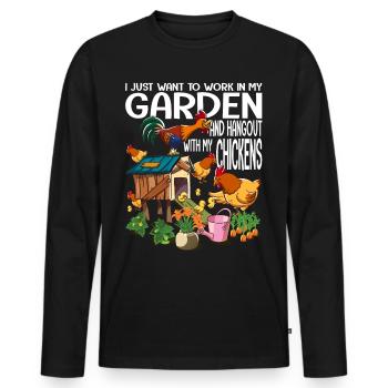Jardinage & poulets amateurs de jardin cadeau - T-shirt manches longues Premium bio Homme - noir - Devant - Nico (187cm)