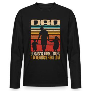 Vintage Father's Day Retro Dad Dad First Love Hero - Men's Premium Organic Long Sleeve Shirt - black - Front - Nico (187cm)